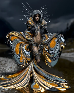 butterfly wing hood portrait art