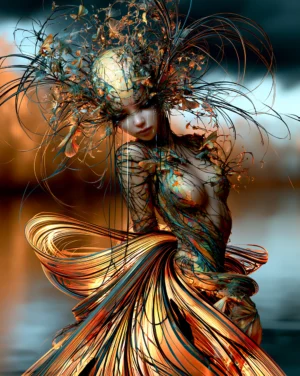 ornamental mask plume portrait art