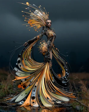 dotted wing peacock dancer portrait art