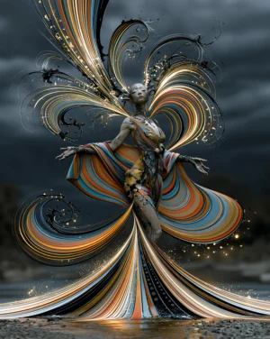 ink swirl dancer portrait art