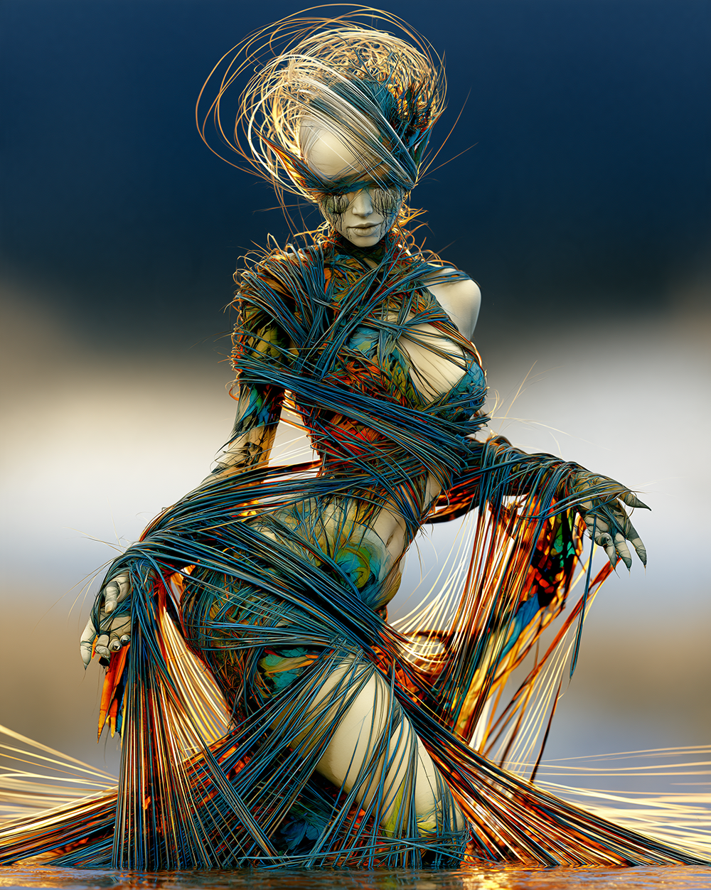 coil wire halo wrap portrait art