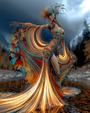 leaf skirt pirouette portrait art