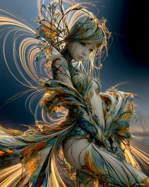 tilted feather crown portrait art