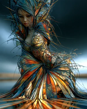 cobweb torso mermaid portrait art
