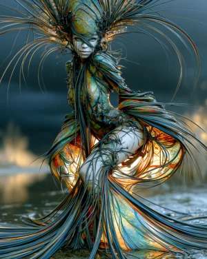 crouching fern mask portrait art