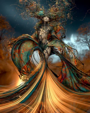 autumn leaf elf portrait art