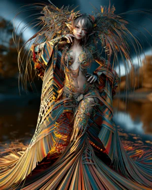 lattice cape pose portrait art