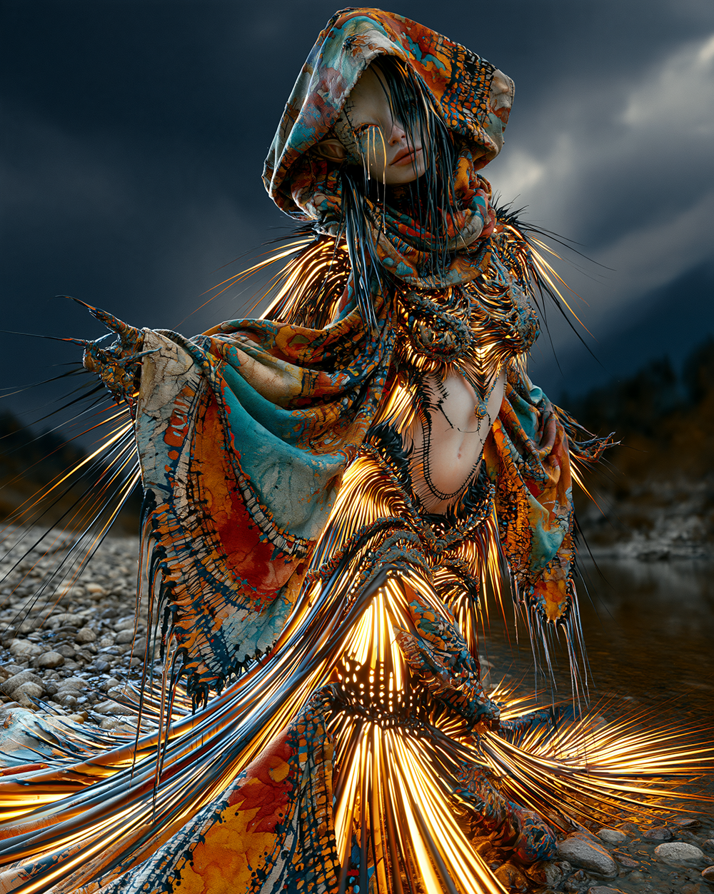 pebble shore hood portrait art