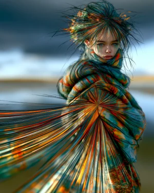 knot hair wrap portrait art