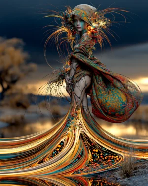 round pouch gown portrait art