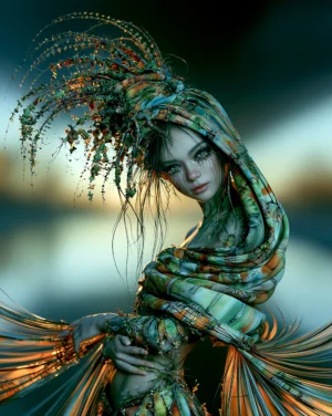 moss hood siren portrait art