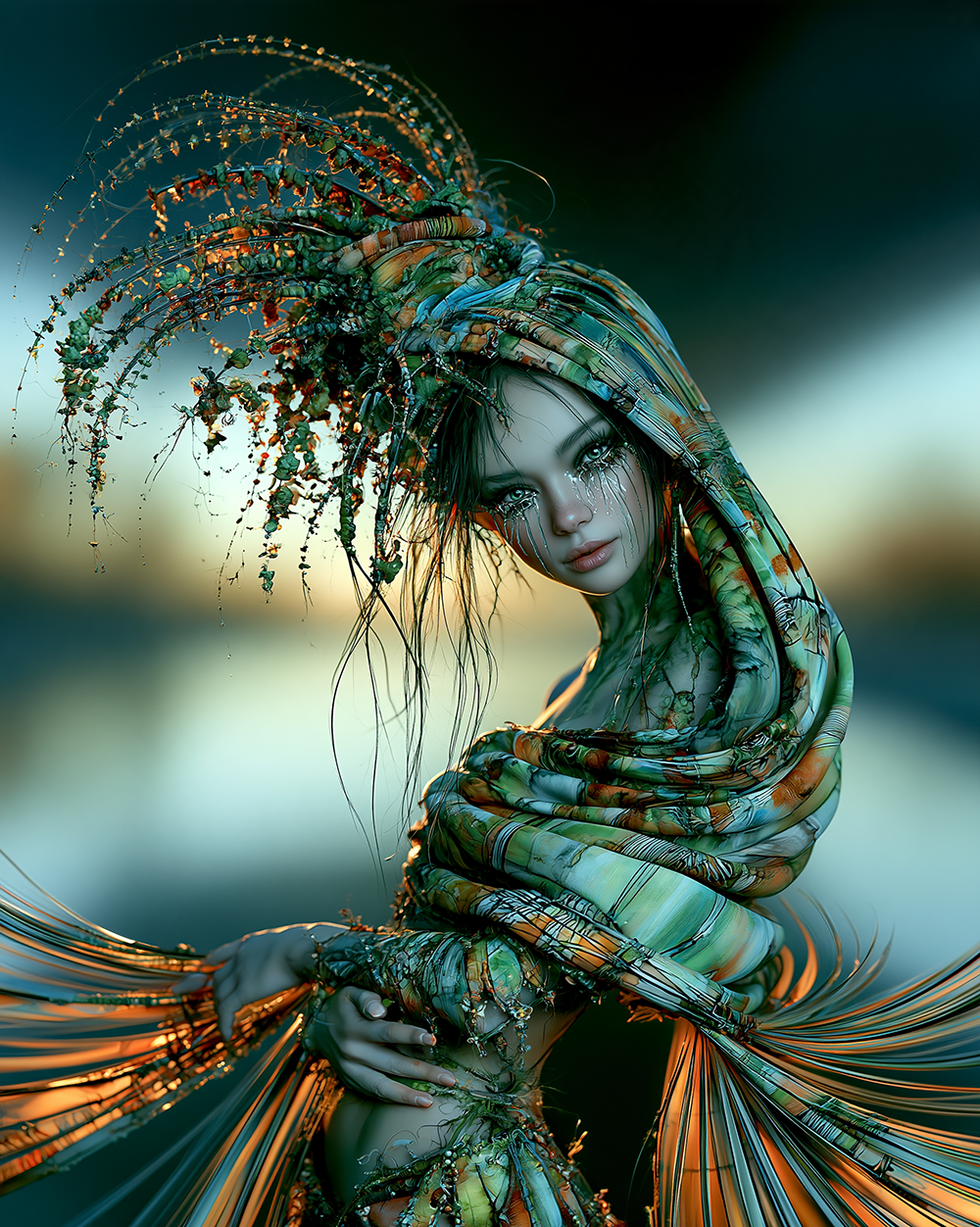 moss hood siren portrait art