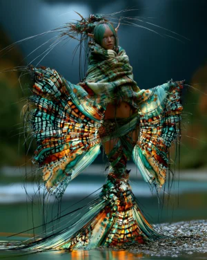 mosaic wing dancer portrait art