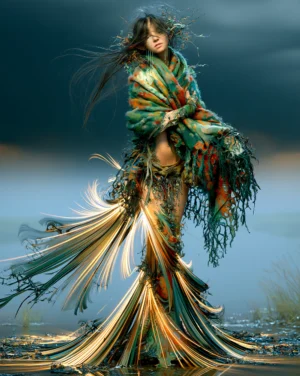 tousled shawl waif portrait art