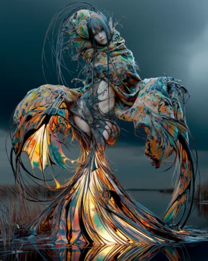wing cloak spread portrait art