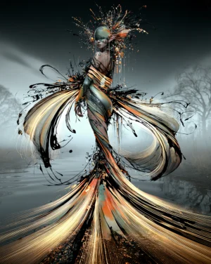 black ink splash dancer portrait art