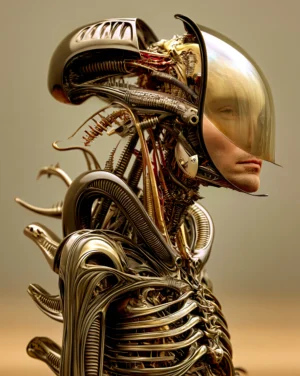 skeletal dome helmet portrait art