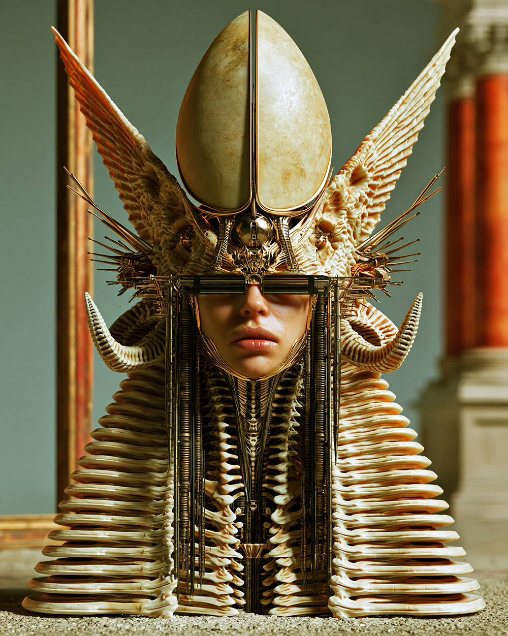 winged mitre totem portrait art