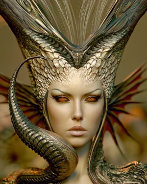 horned scale queen portrait art