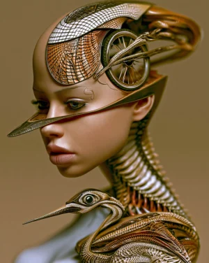 bird neck mesh cap portrait art