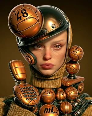 basketball helmet telephone portrait art