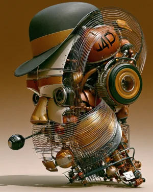 cap wire speaker head portrait art