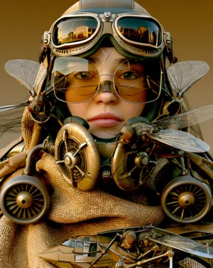 bee goggle pilot portrait art
