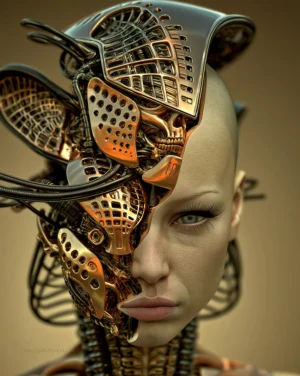 cage plate skull half portrait art