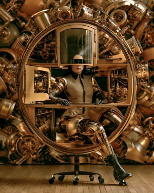 gear wheel office portrait art