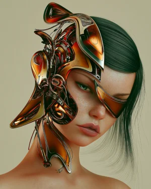 beaked copper mask portrait art