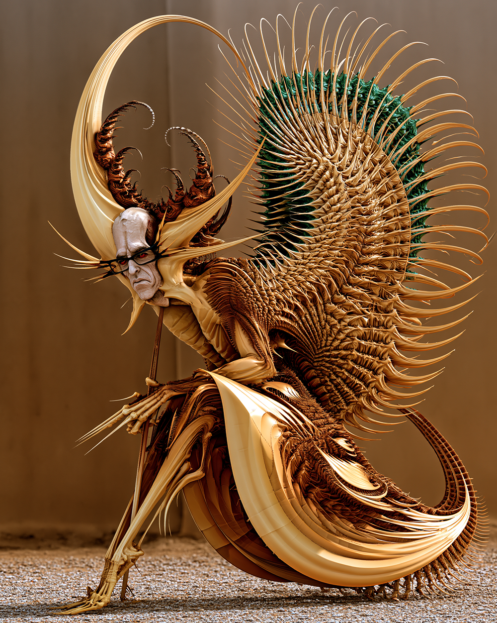 pinwheel fan insect dancer portrait art