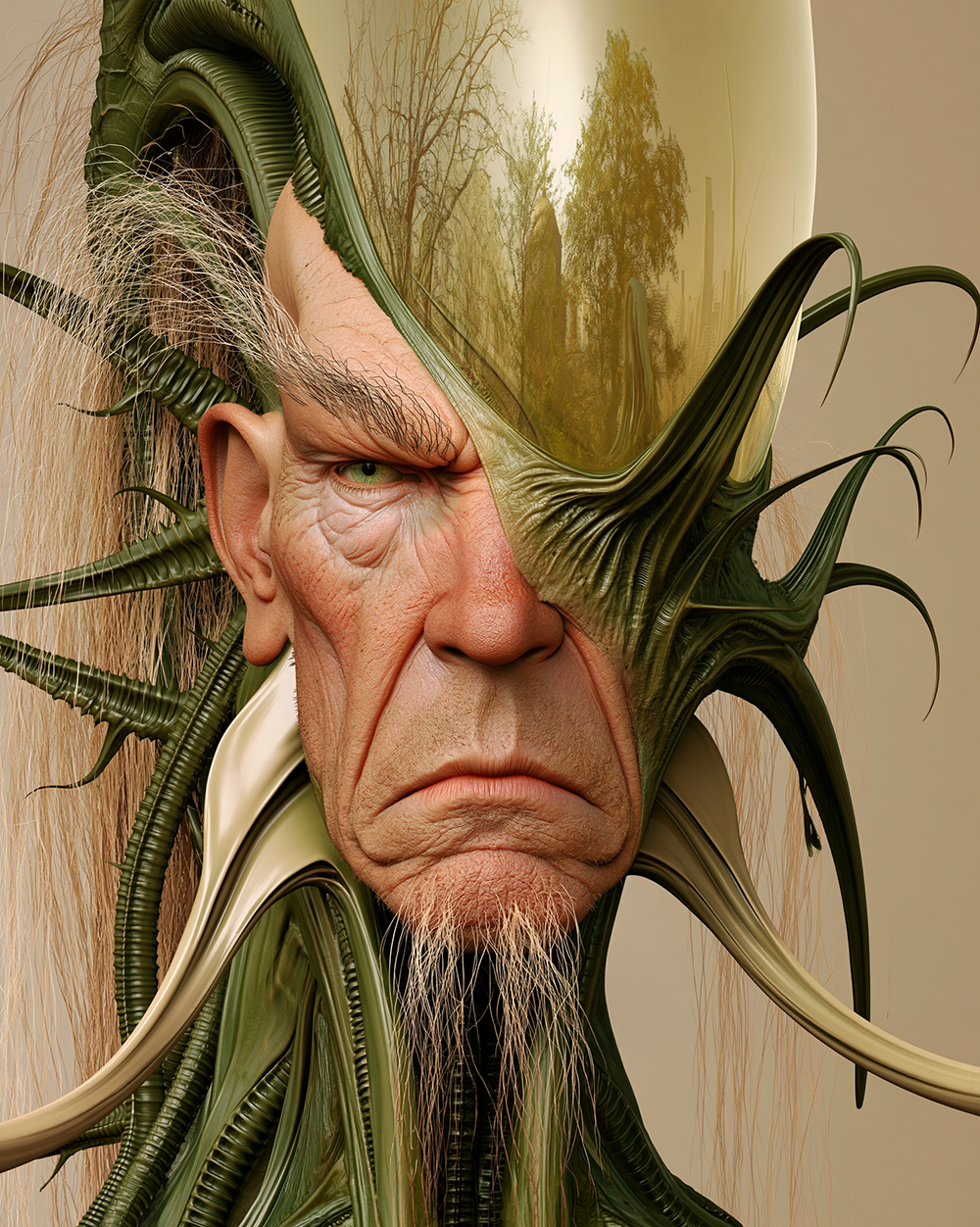 root beard grump portrait art