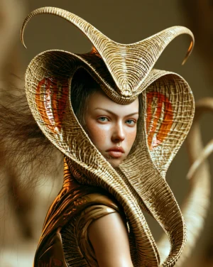 woven cobra hood portrait art