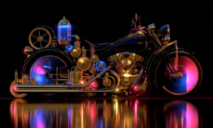 steam tank chopper landscape art