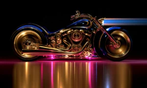 sleek bagger in blue landscape art