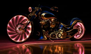 petal wheel chopper landscape art