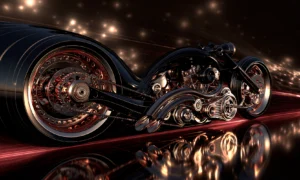 giant rear wheel chopper landscape art
