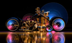 blue disc boiler chopper landscape art
