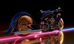 blue wing fender chopper landscape art
