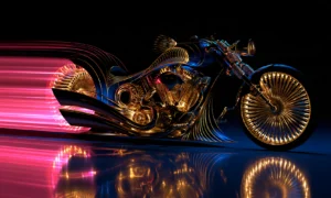 pink streak gold chopper landscape art