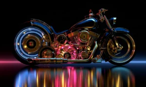 blue ring wheel cruiser landscape art