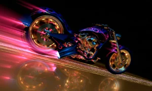 violet flame racer landscape art