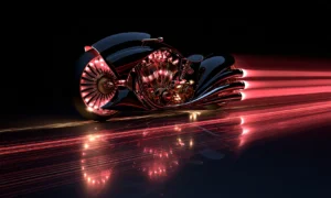 pink jet fin chopper landscape art