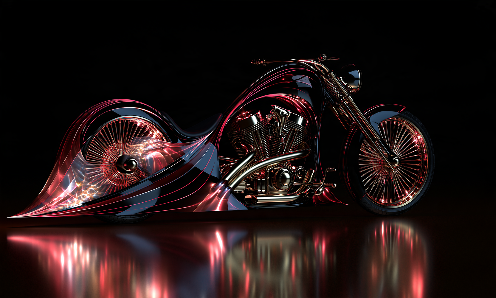 pale rose fairing chopper landscape art