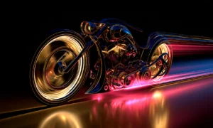 gold blur wheel racer landscape art