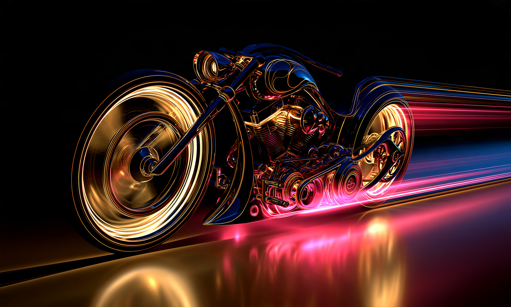 gold blur wheel racer landscape art