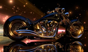 golden chrome cruiser landscape art