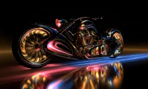 gold disc wheel chopper landscape art