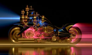 blue beam steam rig landscape art