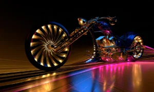 gold turbine chopper landscape art